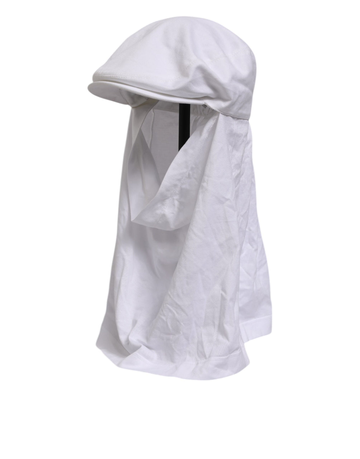 Dolce & Gabbana White Cotton DG Logo Plaque Baseball Balaclava Men's Hat