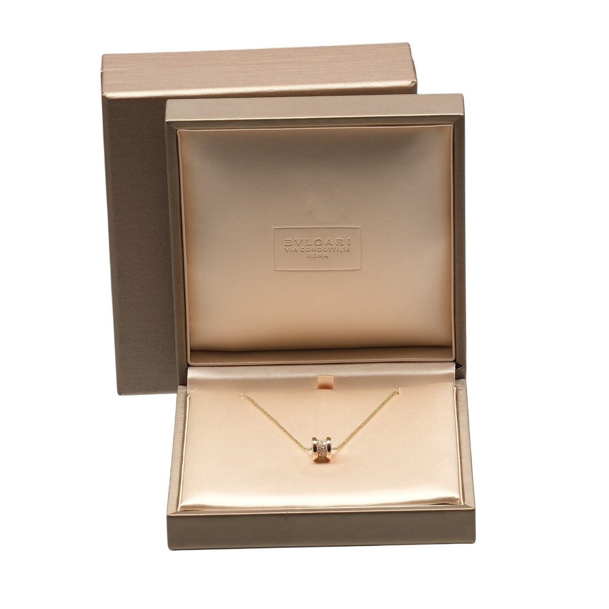 Bvlgari B.Zero1 Pendant 18K Rose Gold With Diamonds Gold Pink_Gold Necklace Jewelry (Pre-Owned)
