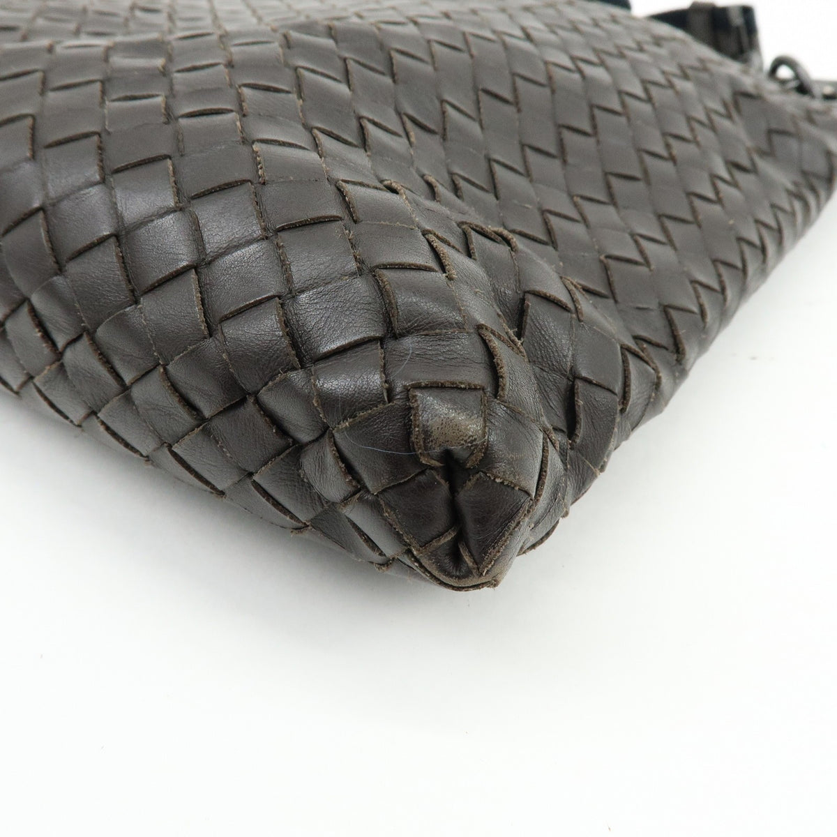 Bottega Veneta Flat Messenger Intrecciato Nappa Brown Leather Handbag (Pre-Owned)