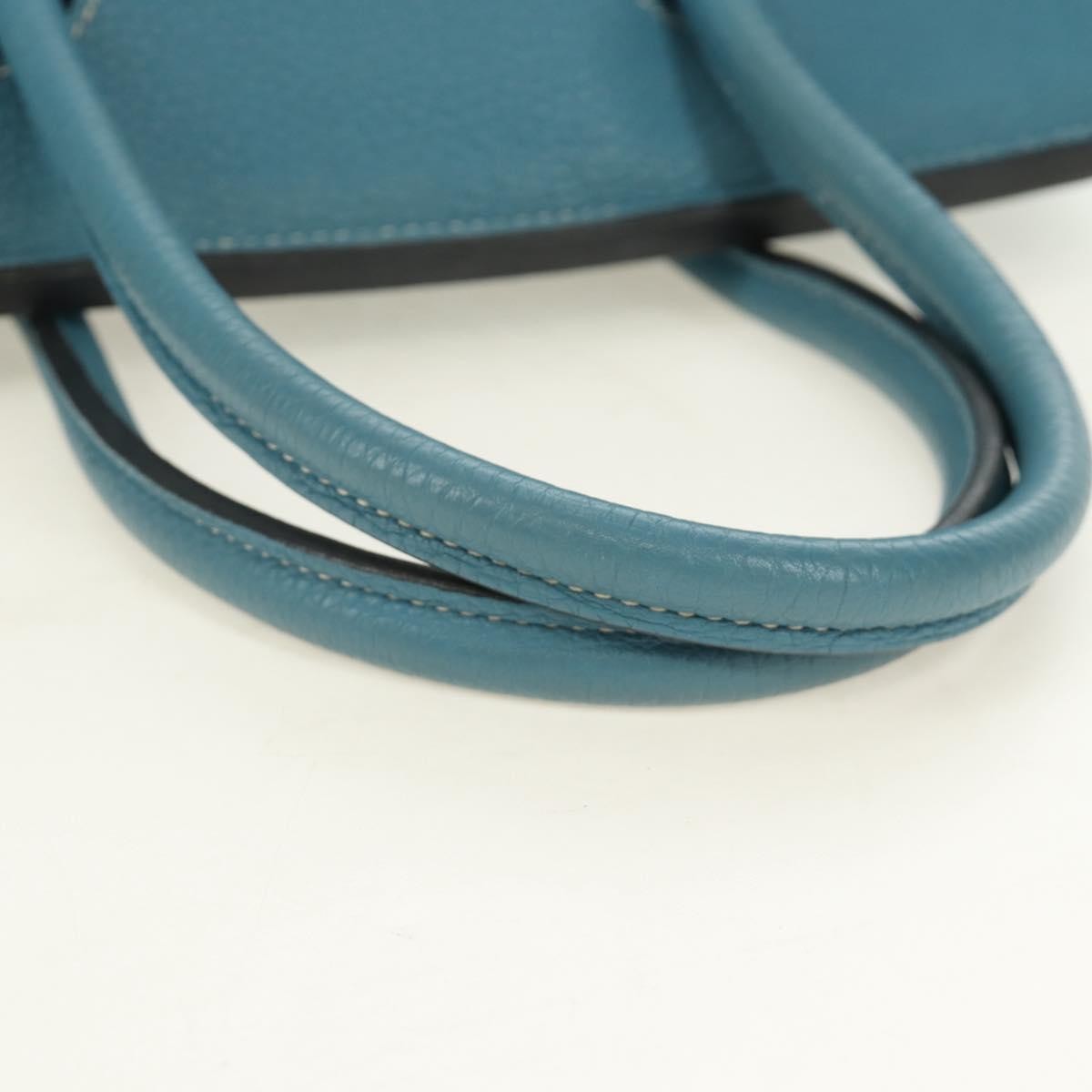 Hermes Birkin Blue Clemence With Palladium Hardware Blue Leather Handbag (Pre-Owned)