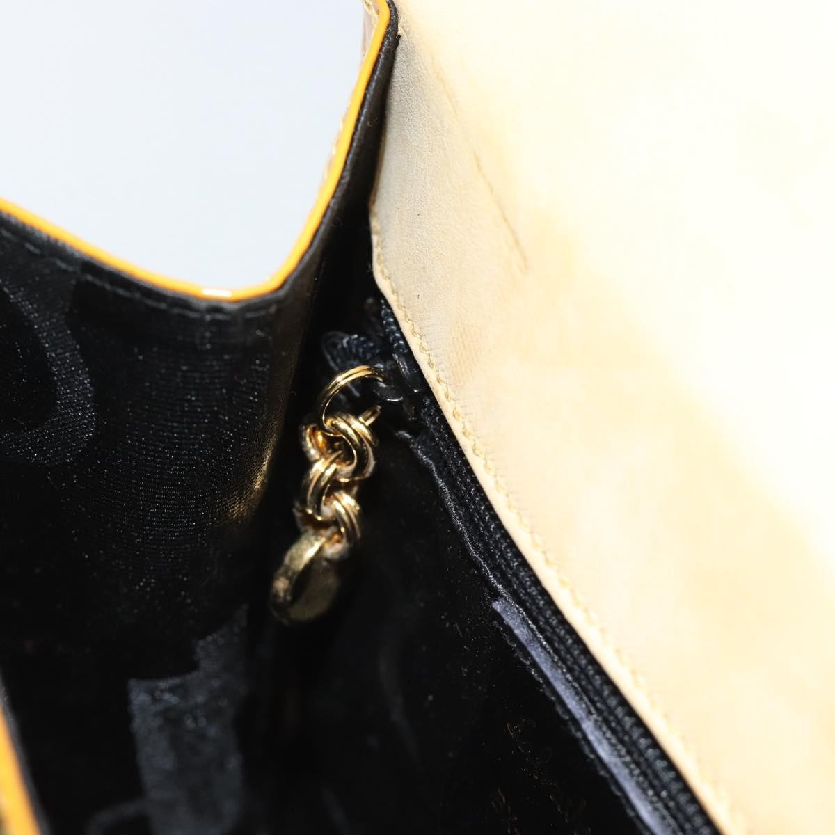 Salvatore Ferragamo Gancini Patent Leather Yellow Patent_Leather Handbag (Pre-Owned)