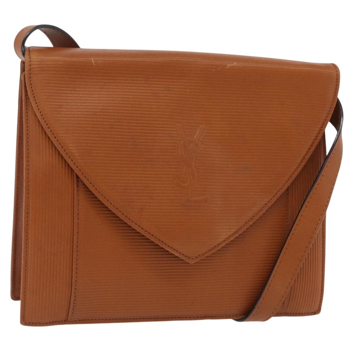 Saint Laurent Vintage Shoulder Bag Leather Brown Leather Shoulder Bag Bag (Pre-Owned)