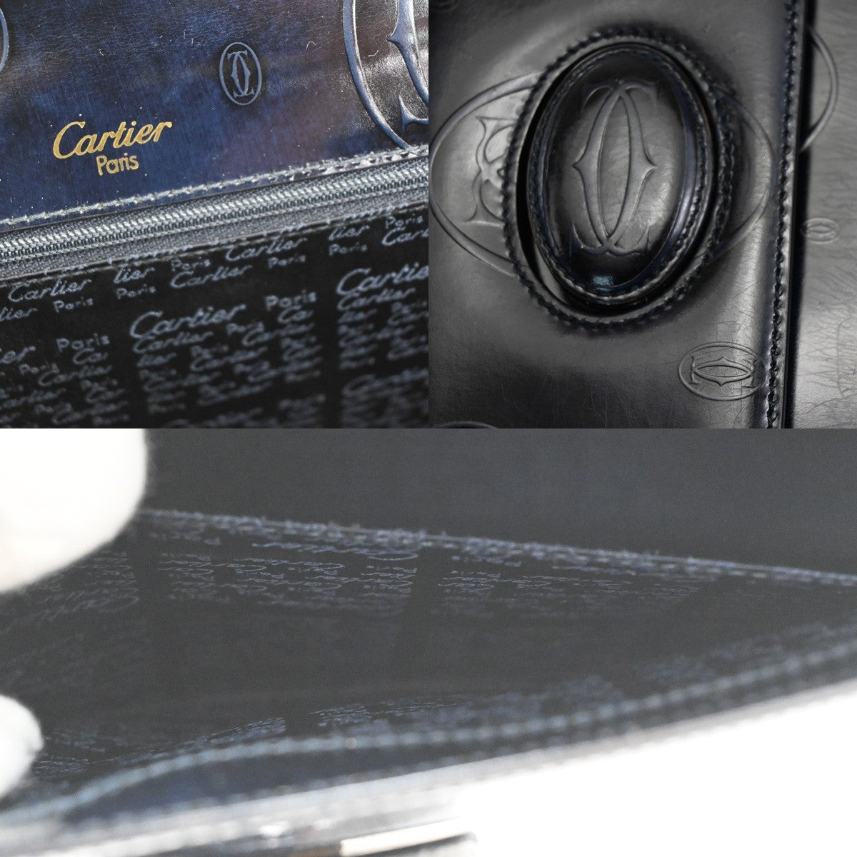 Cartier Happy Birthday Patent Leather Navy Patent_Leather Handbag (Pre-Owned)