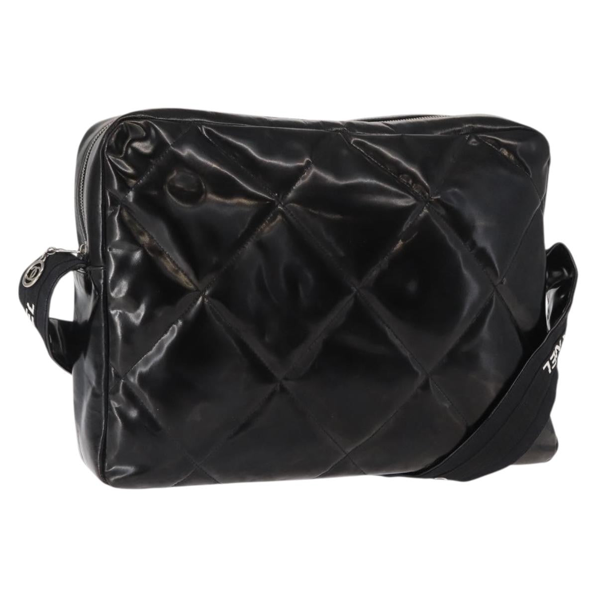 Chanel Vintage Enamel Black Patent_Leather Shoulder Bag Bag (Pre-Owned)