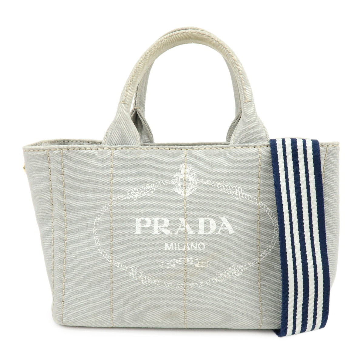 Prada Canapa Convertible Canvas Gray Canvas Tote Bag Bag (Pre-Owned)