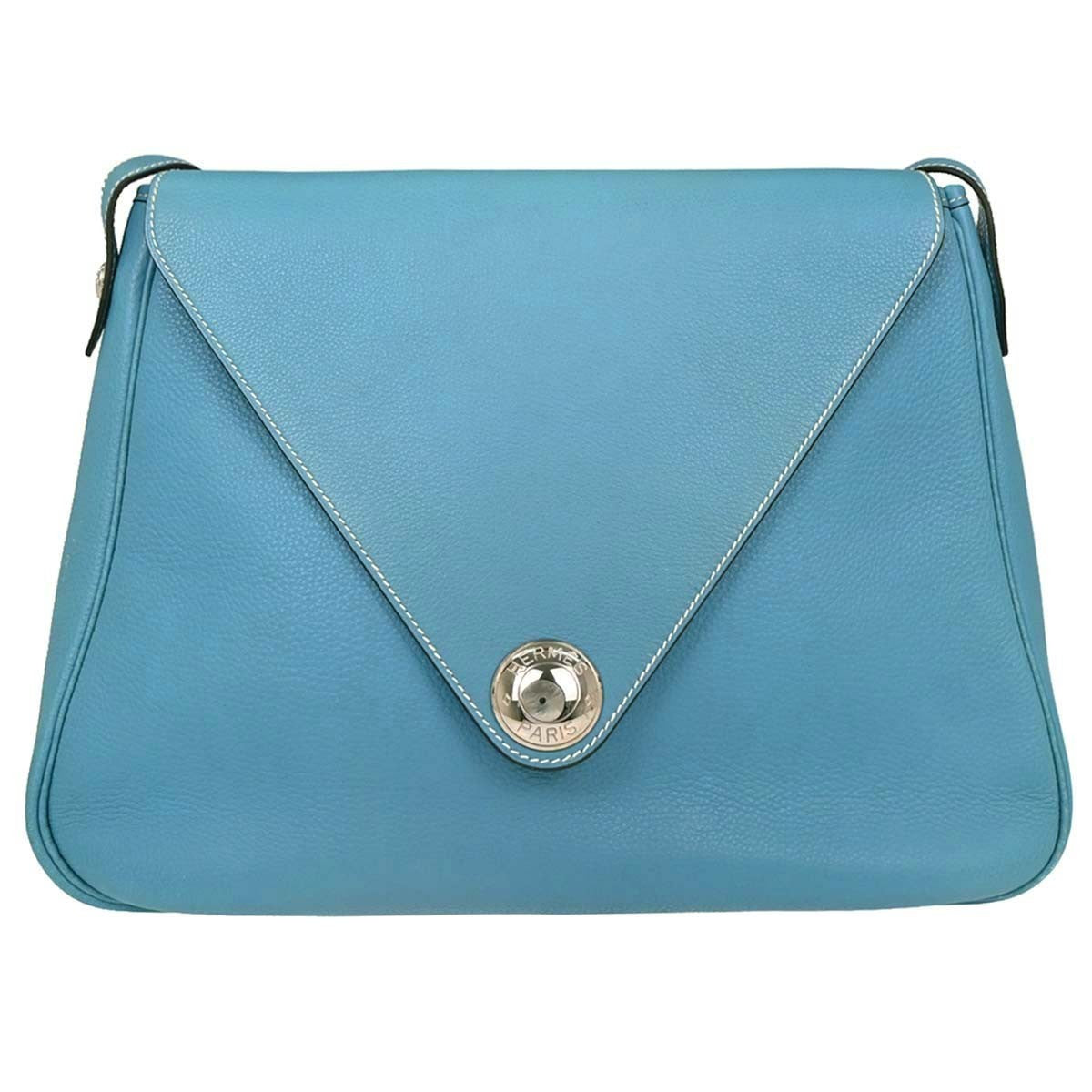 Hermes Christine Leather Blue Leather Handbag (Pre-Owned)