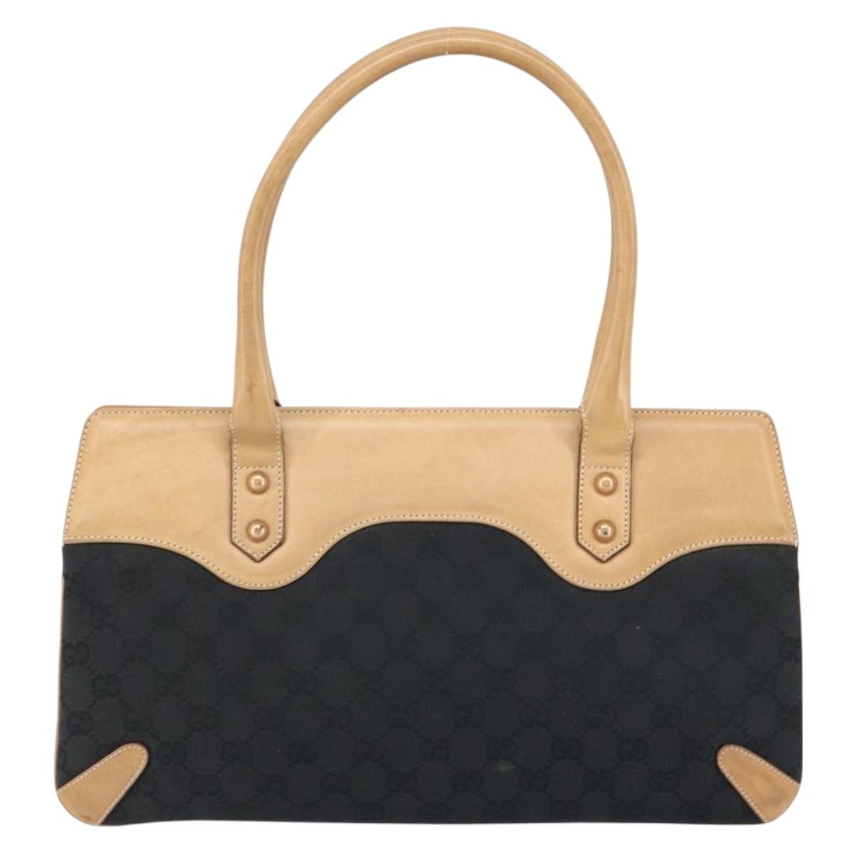 Gucci Horsebit Bracket Tote Gg Canvas And Leather Black Canvas Tote Bag Bag (Pre-Owned)
