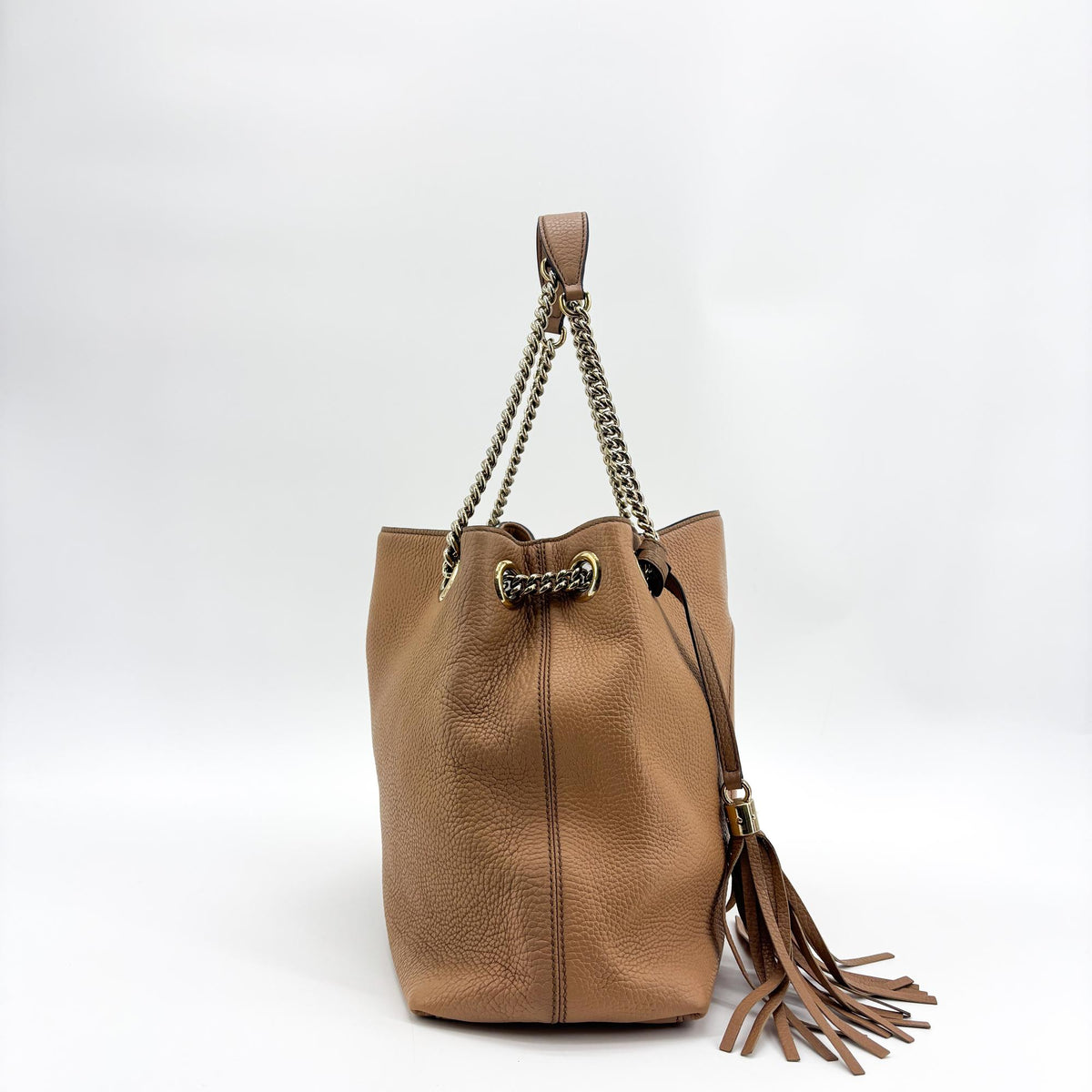 Gucci Soho Chain Strap Leather Beige Leather Shoulder Bag Bag (Pre-Owned)