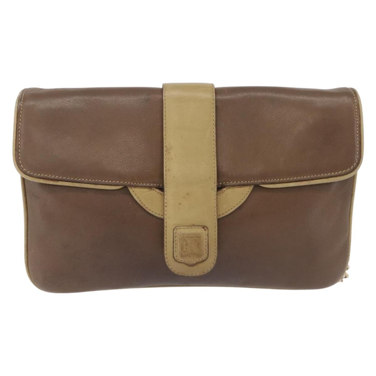 Celine Flap Shoulder Leather Brown Leather Shoulder Bag Bag (Pre-Owned)