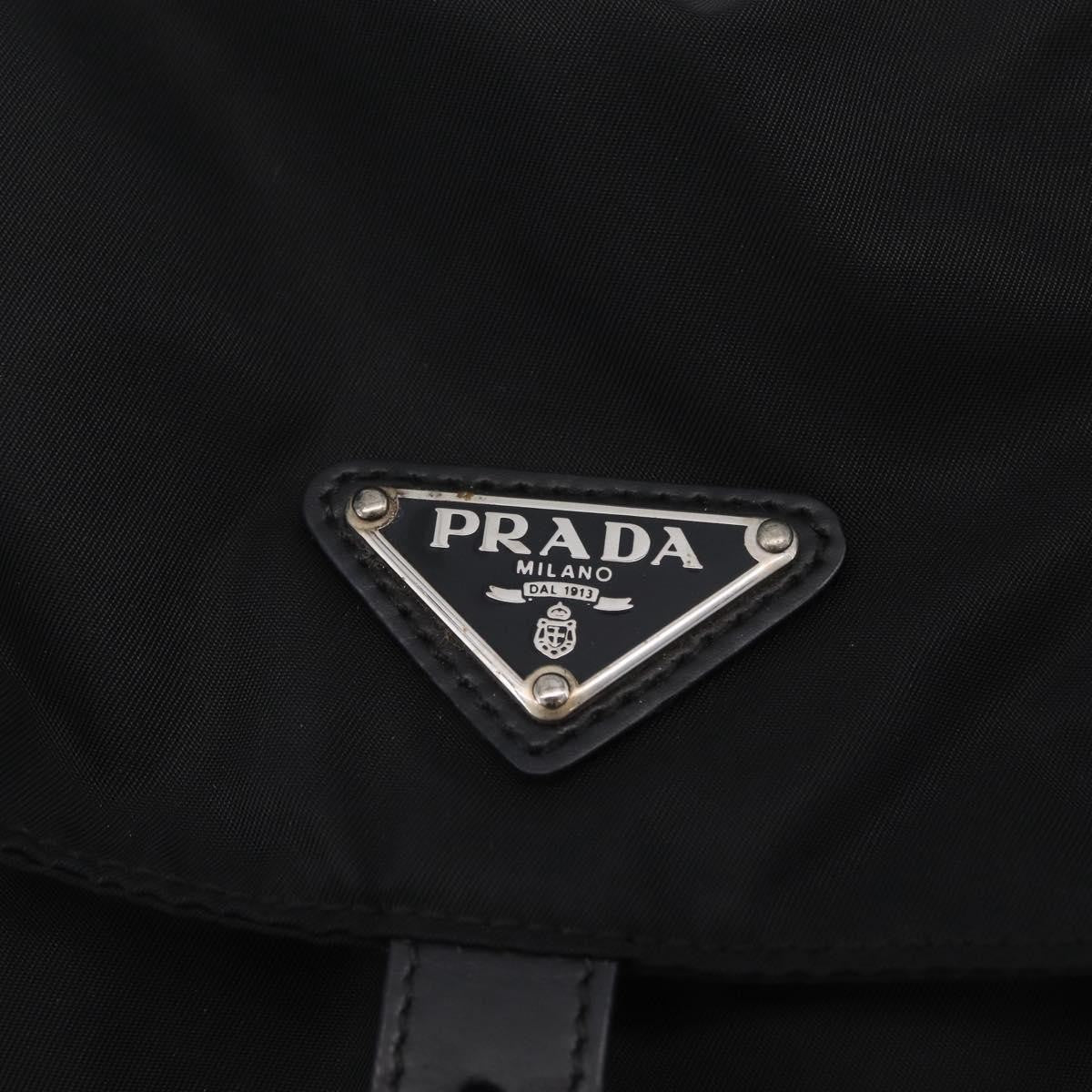 Prada Double Pocket Backpack Chain Re-Nylon Black Nylon Shoulder Bag Bag (Pre-Owned)