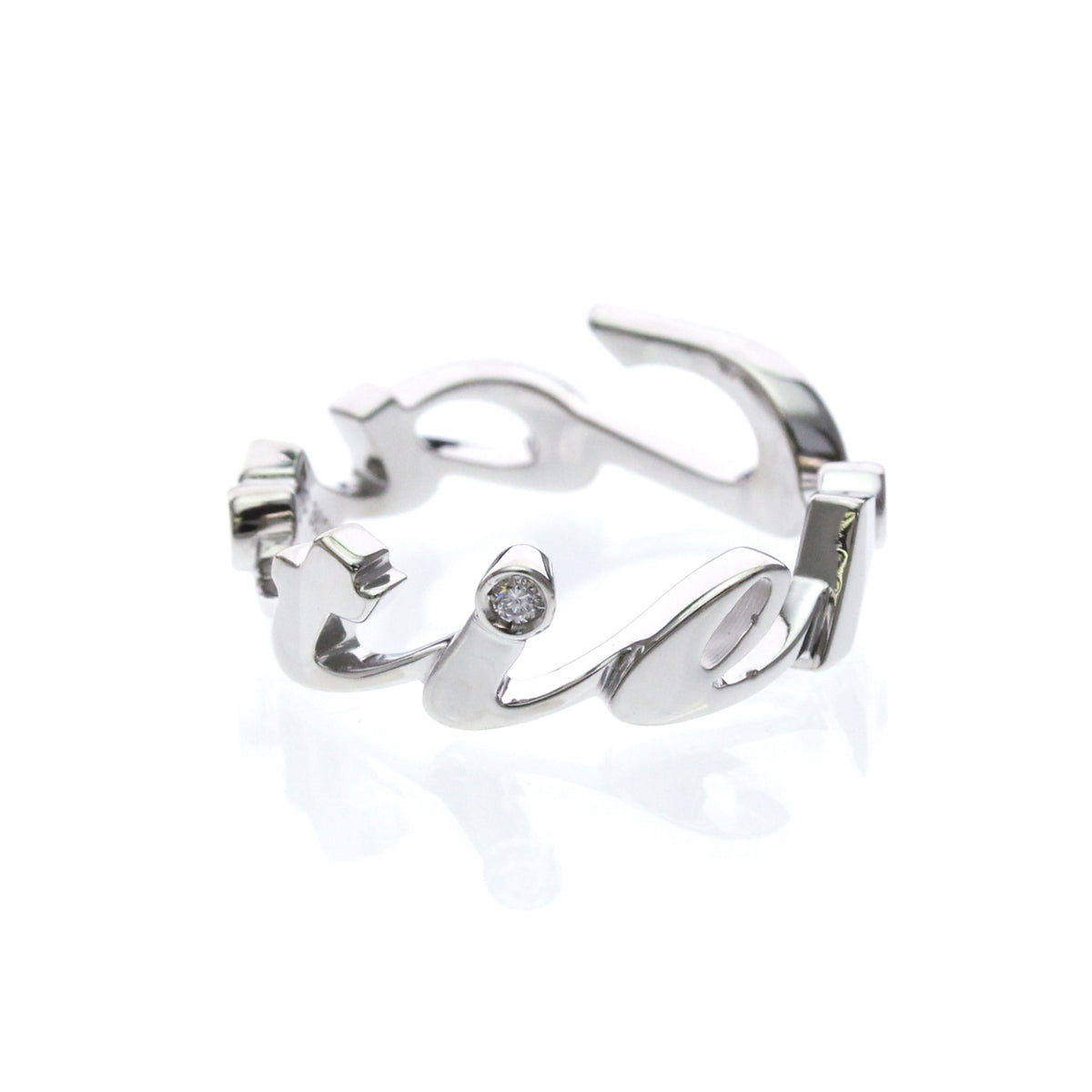 Cartier Signature 18K White Gold Silver White_Gold Ring Jewelry (Pre-Owned)