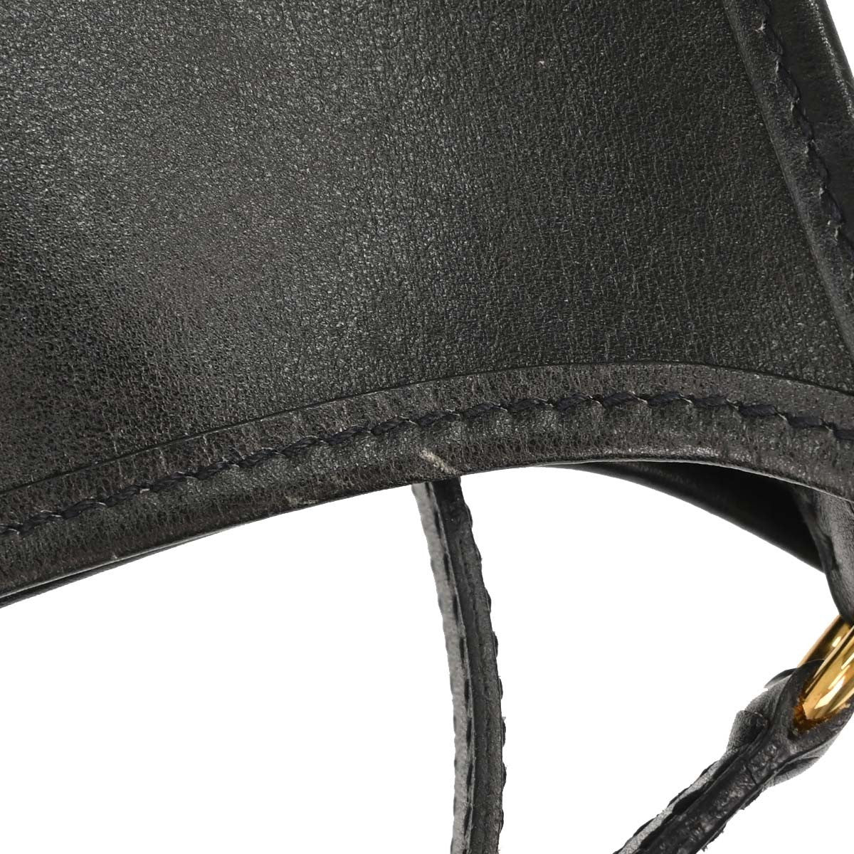 Hermes Long Strap Evelyne Box Calf Black Leather Shoulder Bag Bag (Pre-Owned)