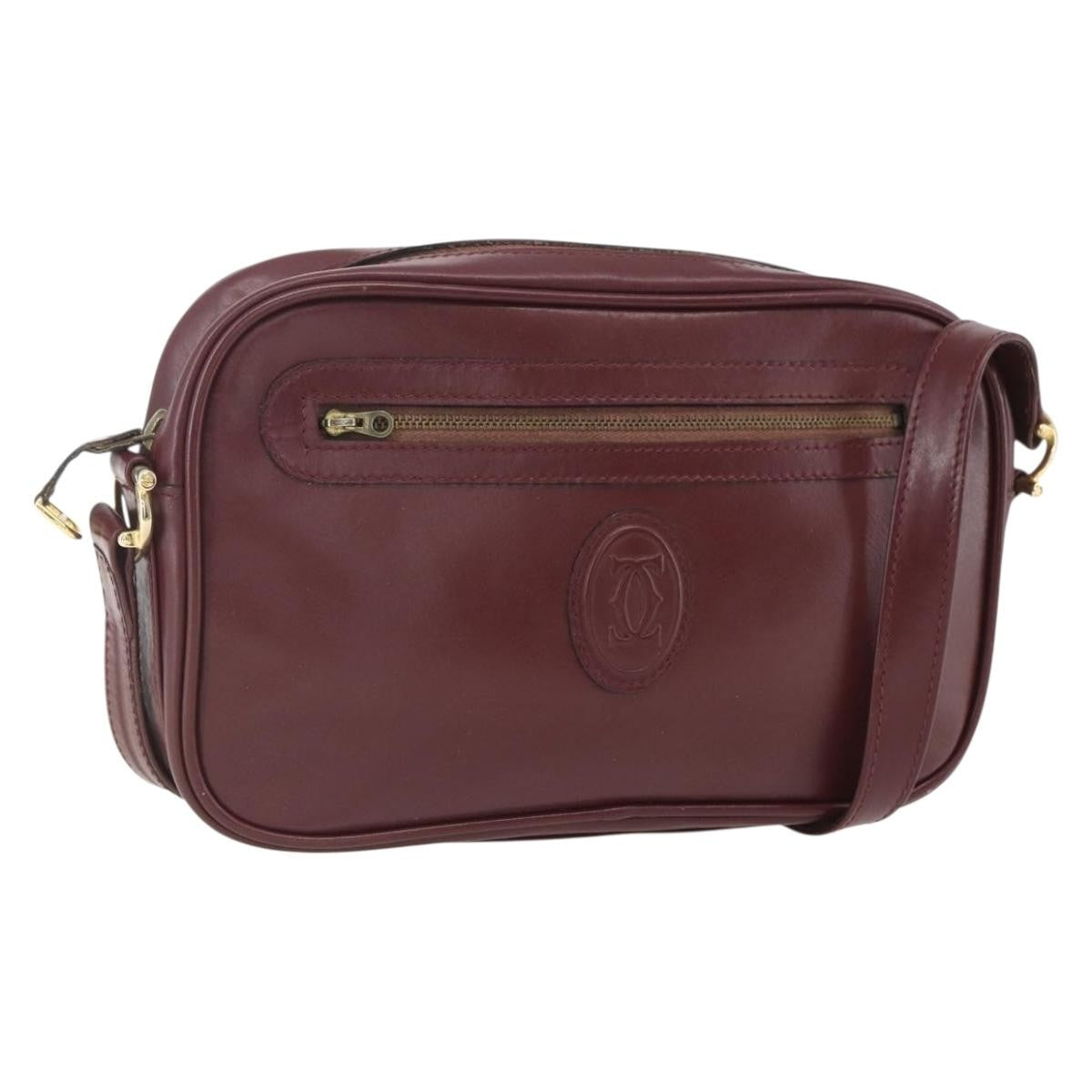 Cartier Must De Cartier Leather Burgundy Leather Shoulder Bag Bag (Pre-Owned)