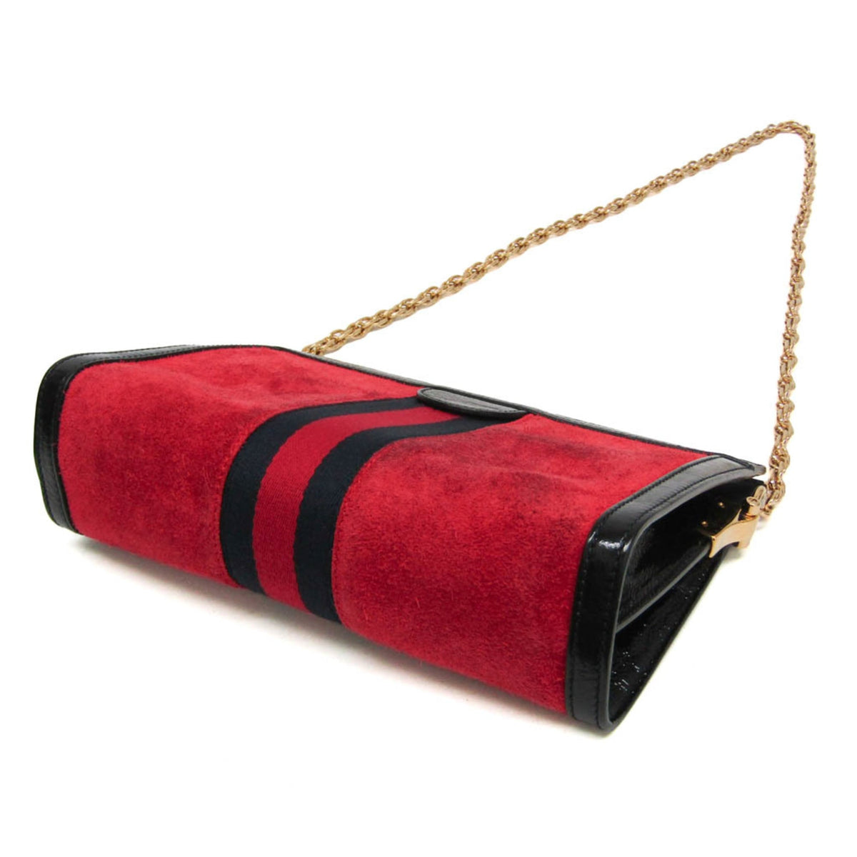 Gucci Ophidia Chain Suede Red Leather Shoulder Bag Bag (Pre-Owned)