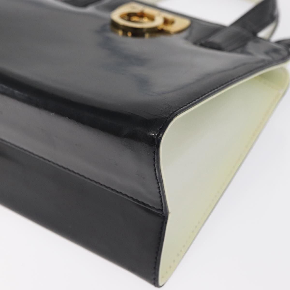 Salvatore Ferragamo Gancini Patent Leather Black Patent_Leather Handbag (Pre-Owned)