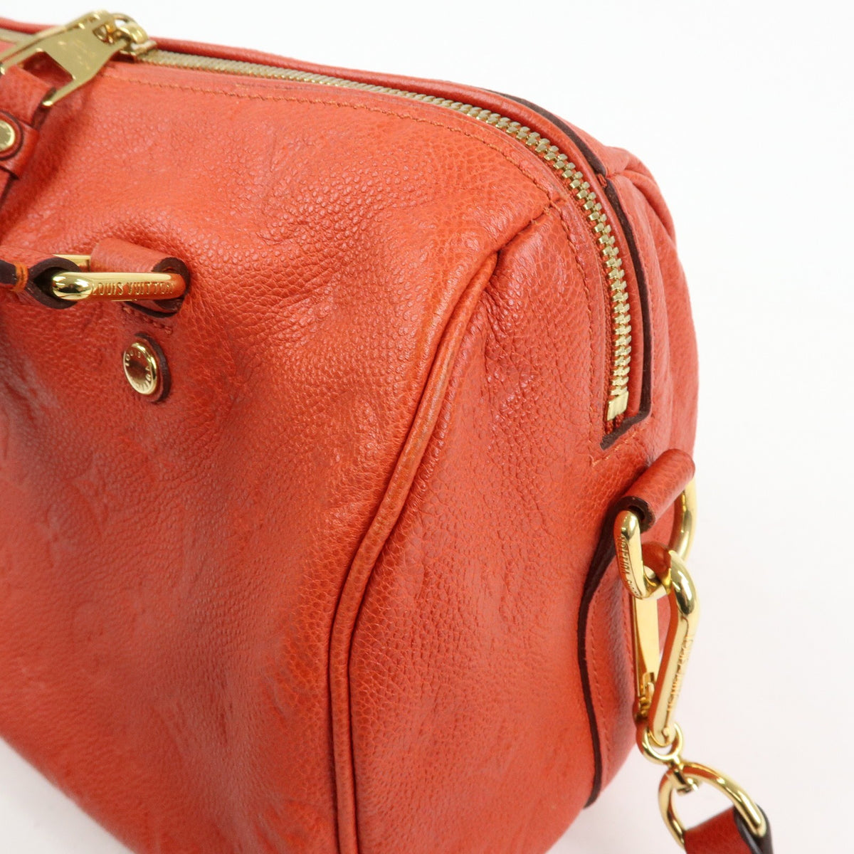 Louis Vuitton Speedy Bandouliere Monogram Empreinte Leather Orange Leather Handbag (Pre-Owned)