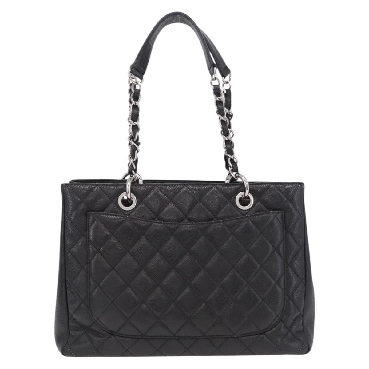 Chanel Grand Shopping Quilted Caviar Black Leather Tote Bag Bag (Pre-Owned)