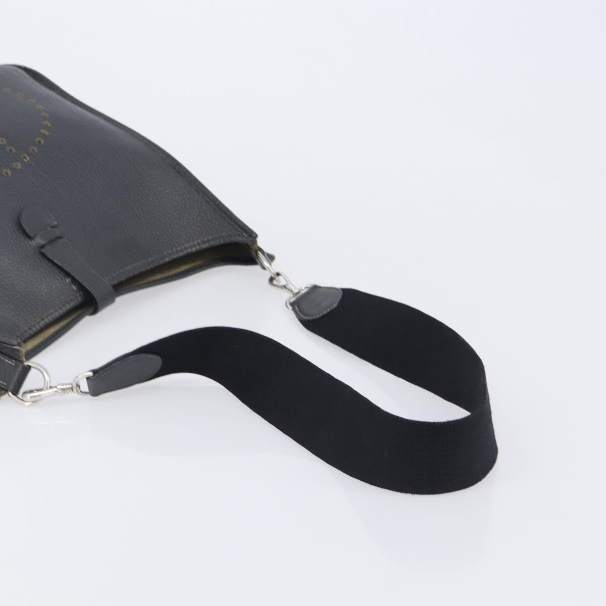 Hermes Evelyne Bag Gen I Clemence Black Leather Handbag (Pre-Owned)