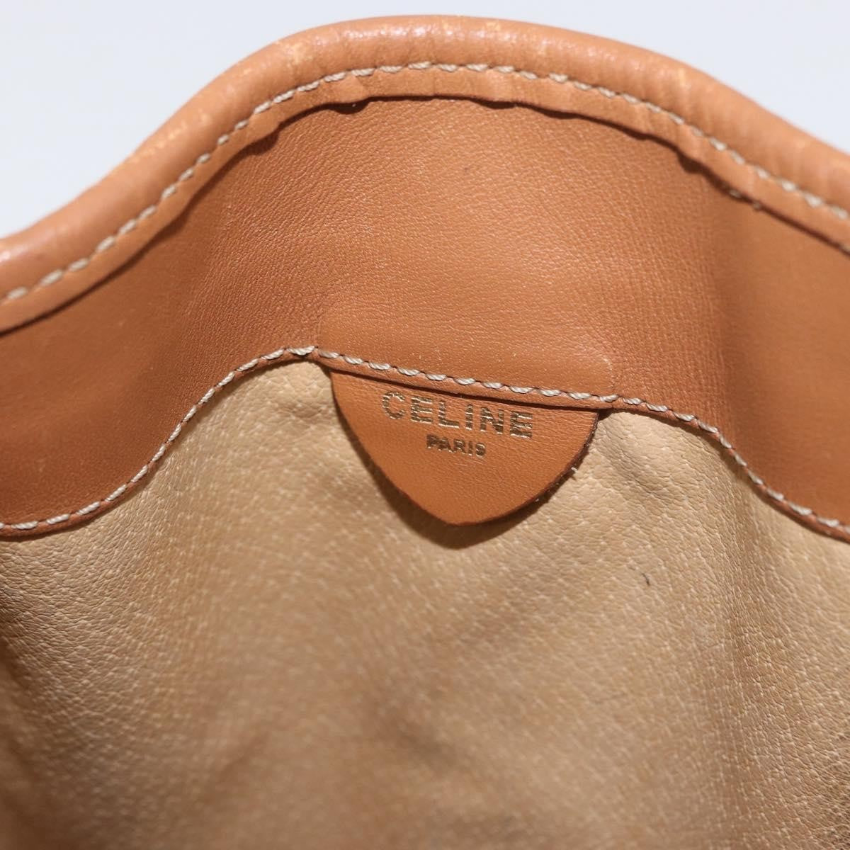 Celine Vintage Shoulder Bag Macadam Canvas & Leather Brown Canvas Shoulder Bag Bag (Pre-Owned)