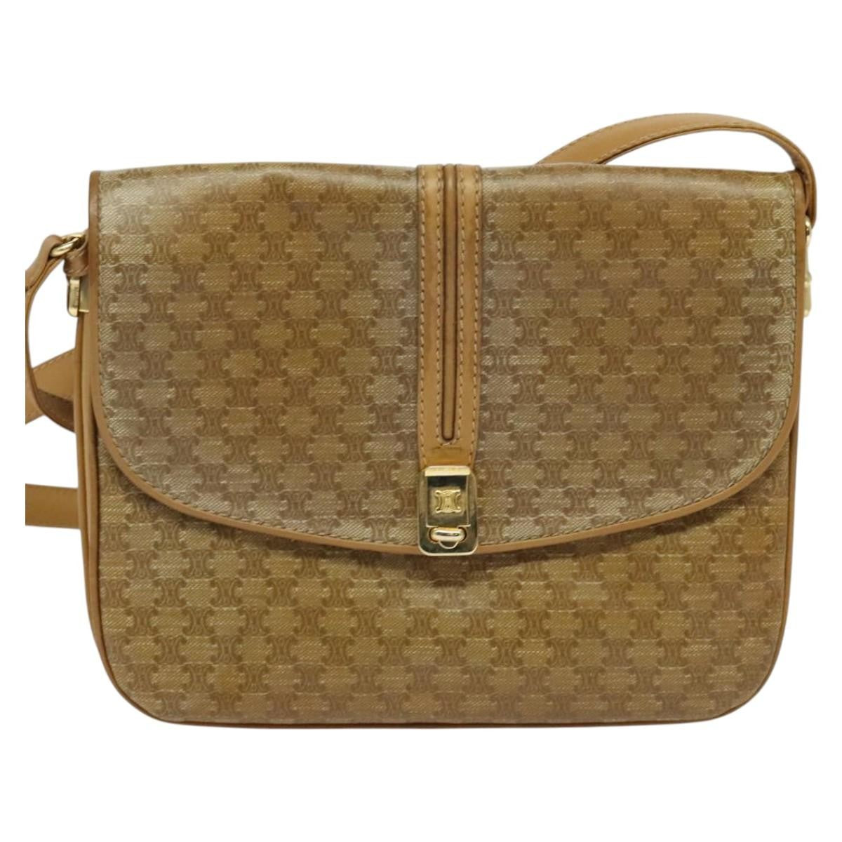 Celine Vintage Macadam Canvas And Leather Beige Canvas Shoulder Bag Bag (Pre-Owned)