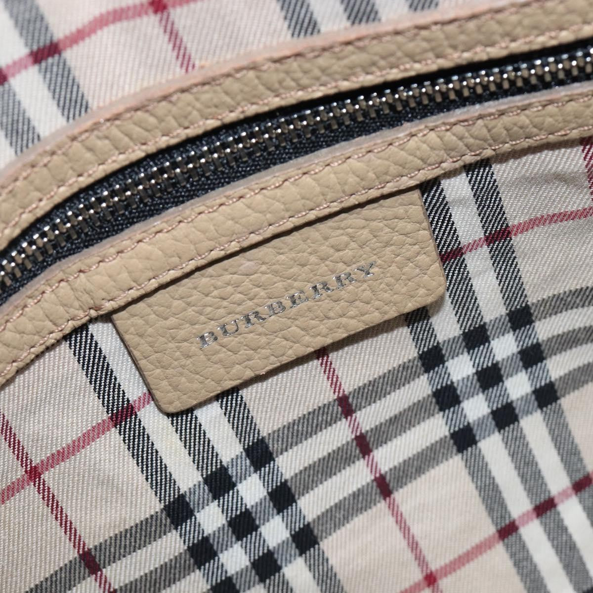 Burberry Belted Boston Leather Beige Leather Handbag (Pre-Owned)