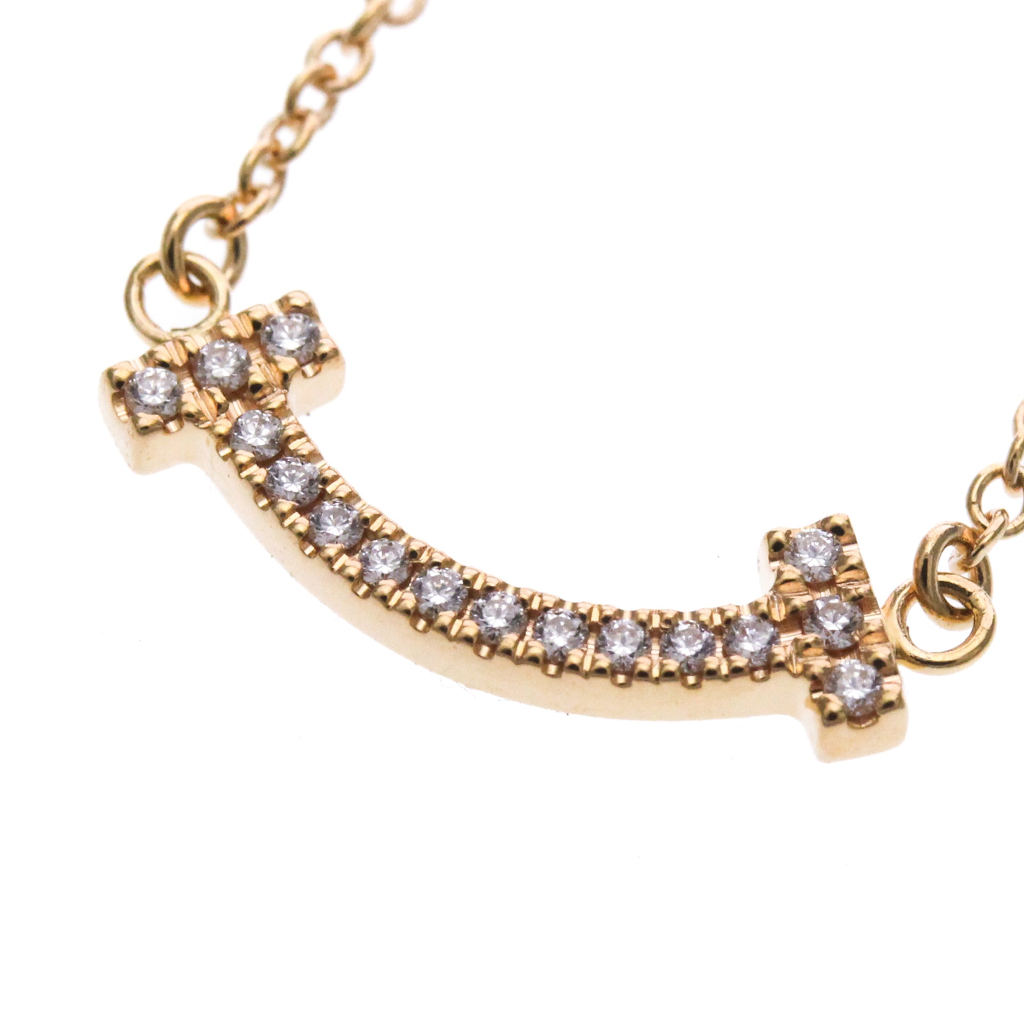 Tiffany & Co. T Smile Pendant 18K Rose Gold Pink Pink_Gold Necklace Jewelry (Pre-Owned)