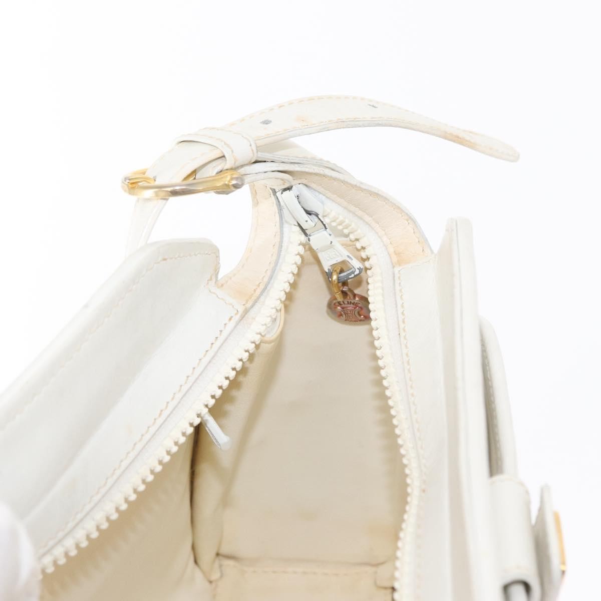 Celine Vintage Leather White Leather Shoulder Bag Bag (Pre-Owned)