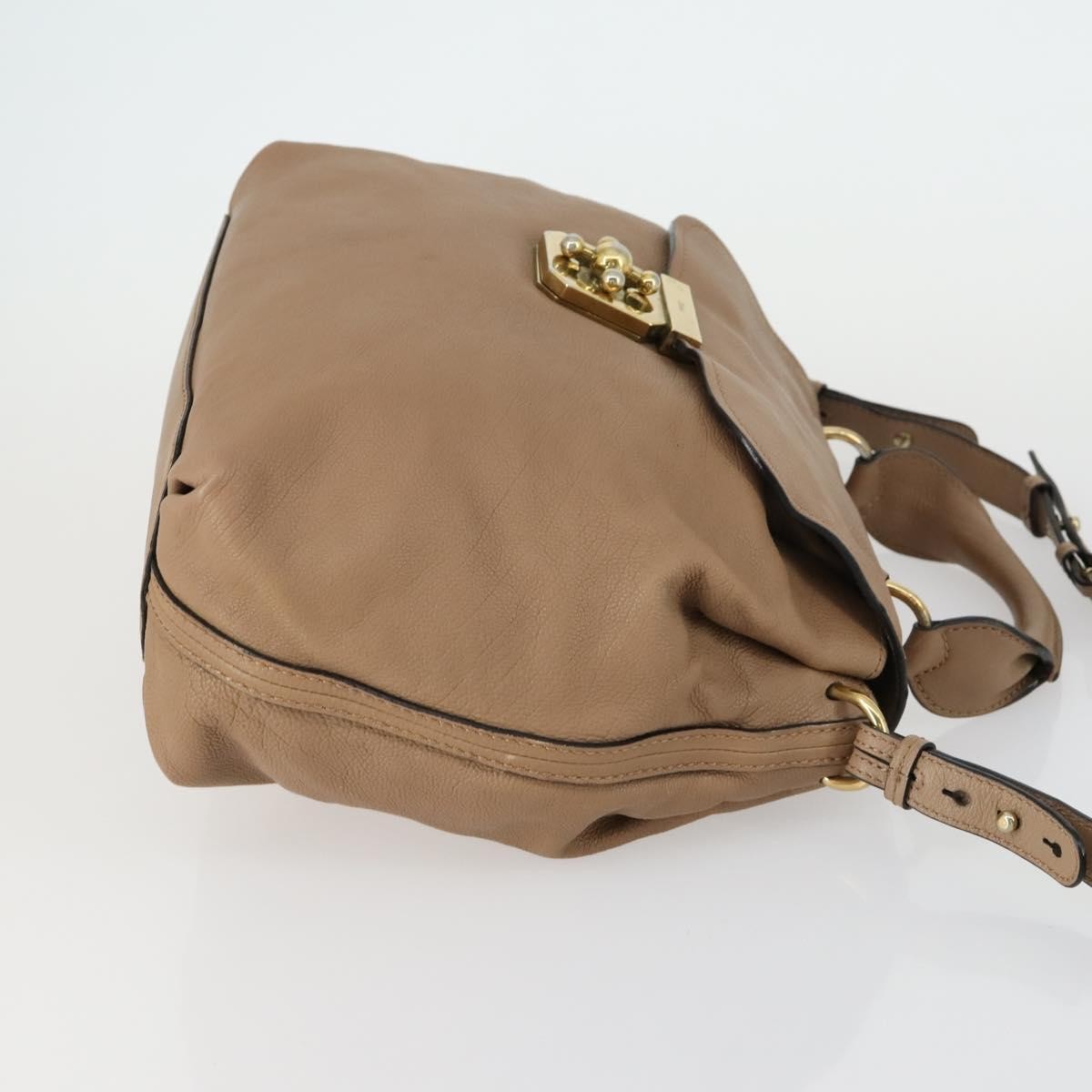 Chloe Elsie Convertible Satchel Leather Beige Leather Handbag (Pre-Owned)