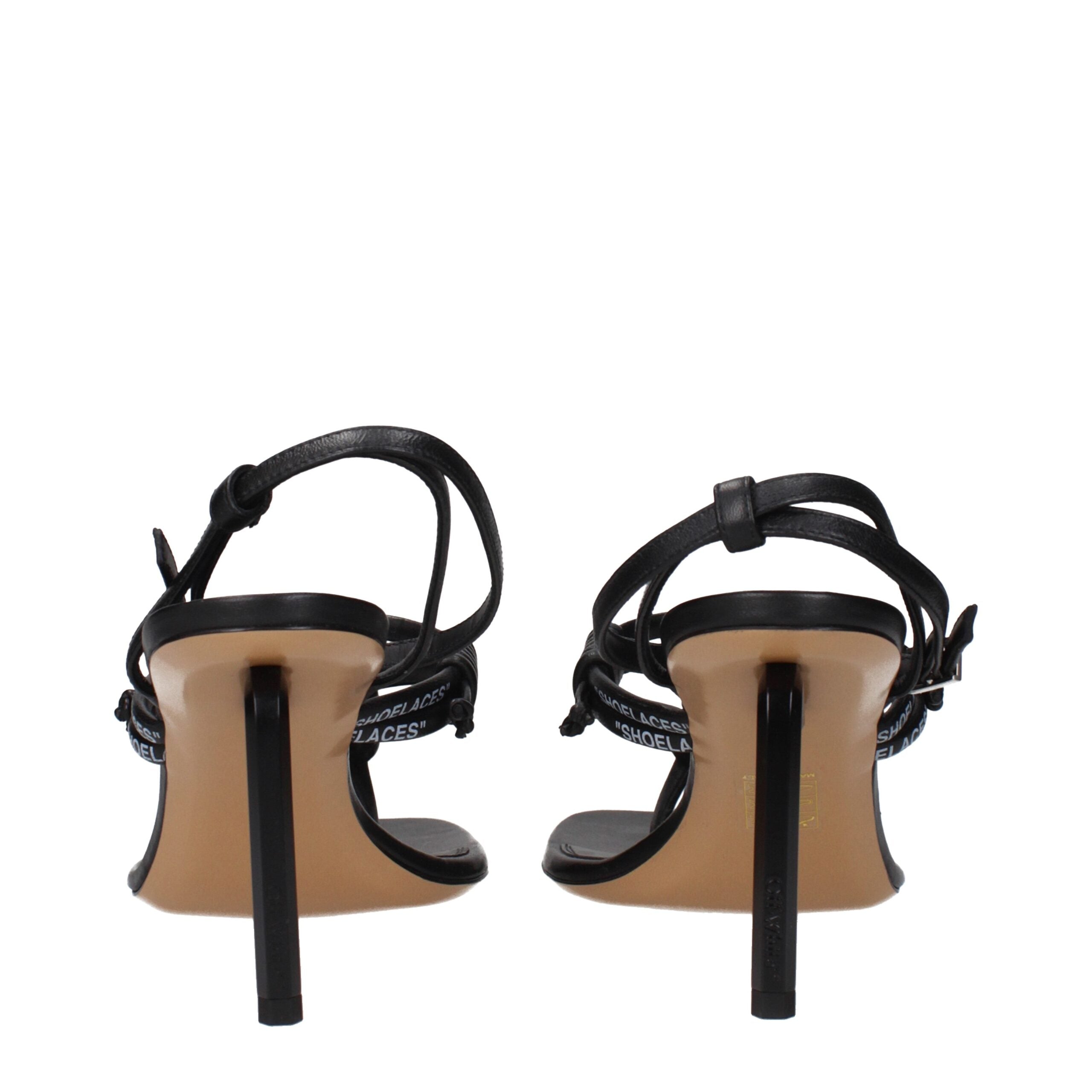 Off-White Black Leather Flip-Flop Women's Sandals
