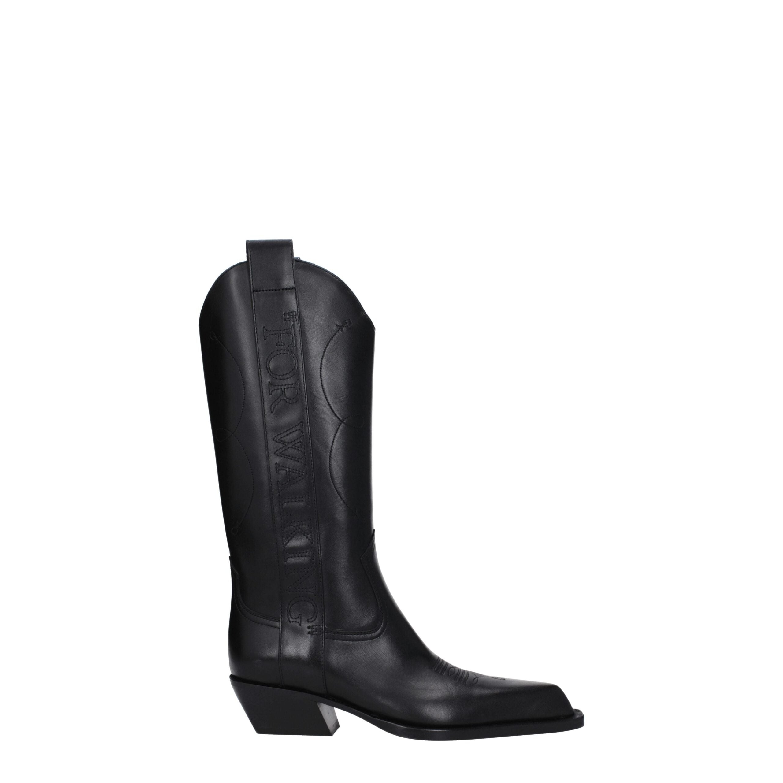 Off-White Black Leather High Heel Women's Boots