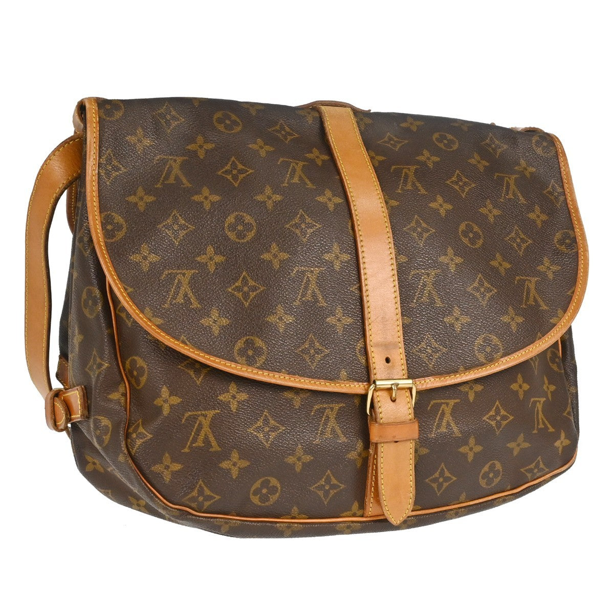 Louis Vuitton Saumur Monogram Canvas Brown Canvas Shoulder Bag Bag (Pre-Owned)