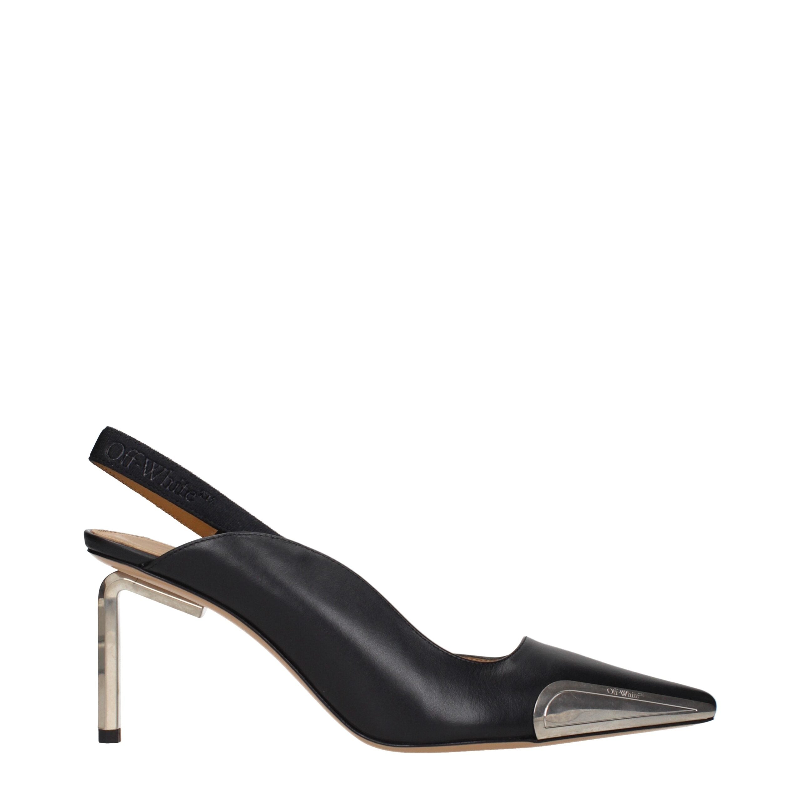 Off-White Black Leather High Heel Women's Pumps