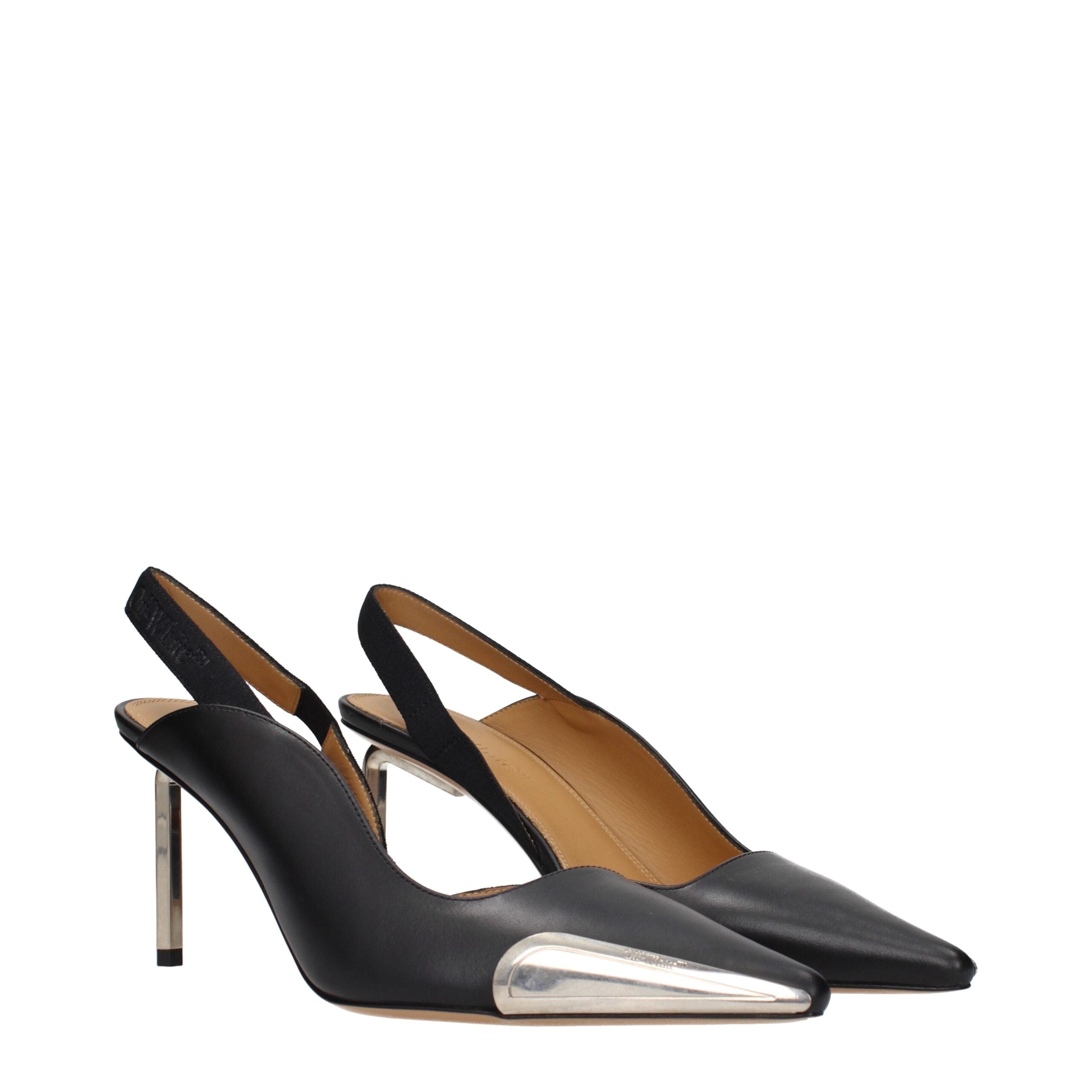 Off-White Black Leather High Heel Women's Pumps