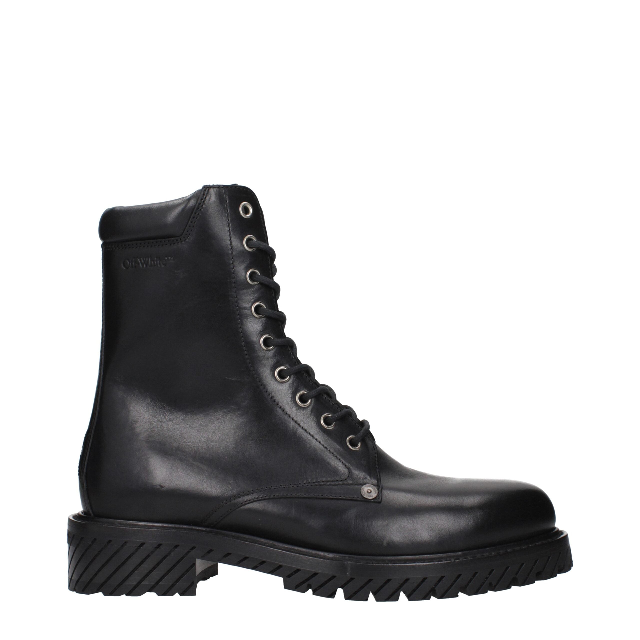 Off-White Black Leather Ankle Men's Boots