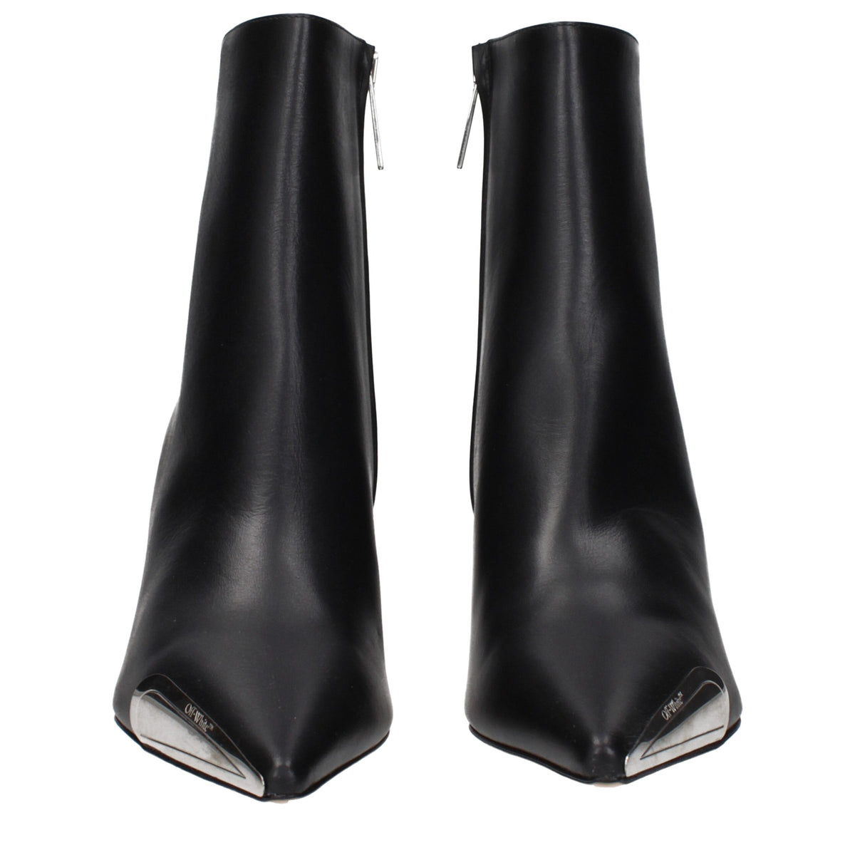 Off-White Black Leather Ankle Women's Boots