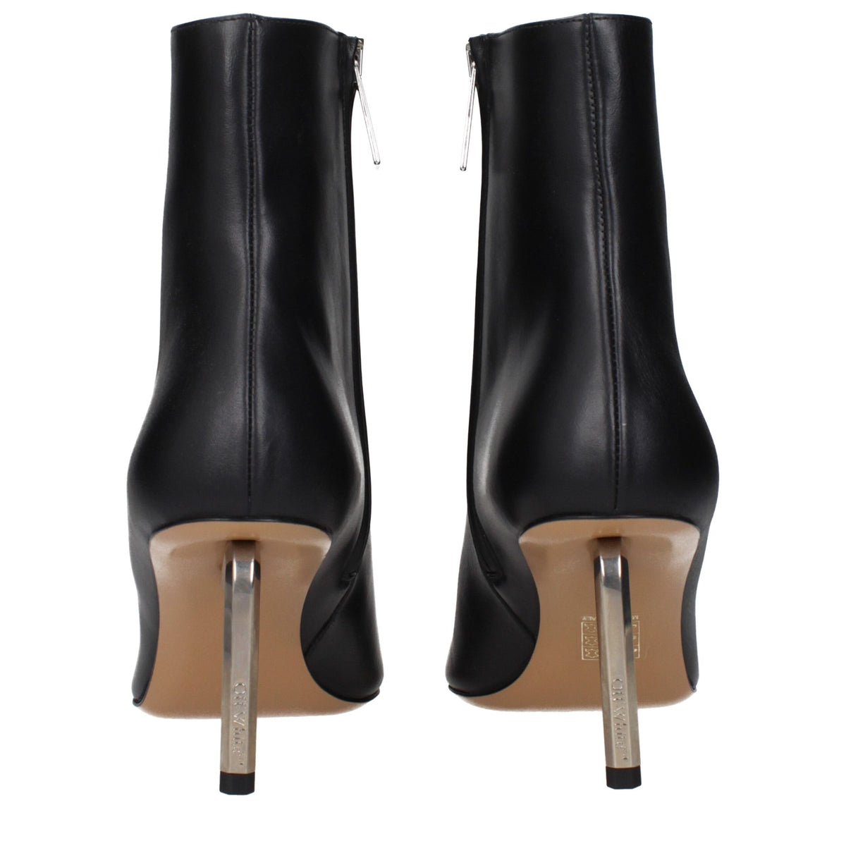 Off-White Black Leather Ankle Women's Boots