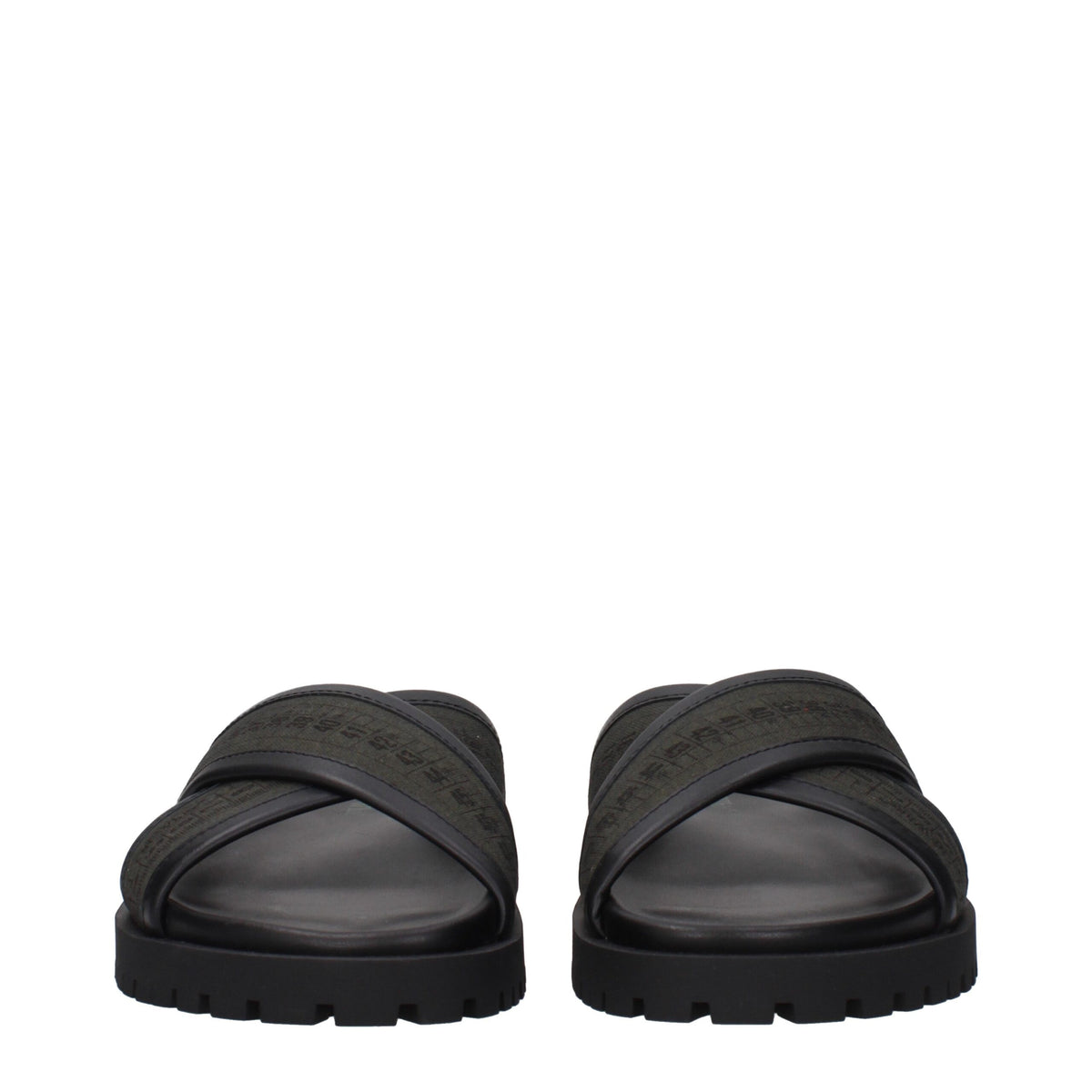 Off-White Green Fabric Flat Men's Sandals