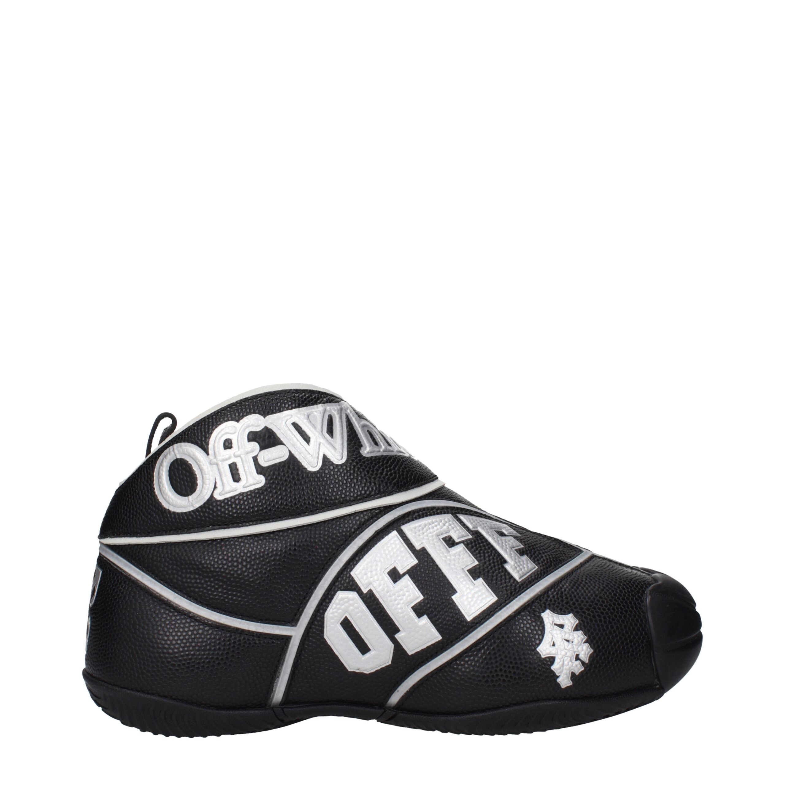 Off-White Black Leather High Top Men's Sneakers