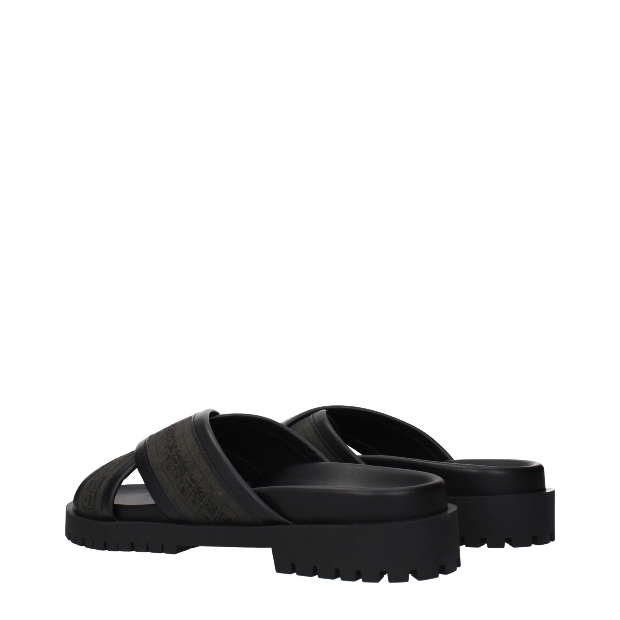 Off-White Green Fabric Flat Men's Sandals