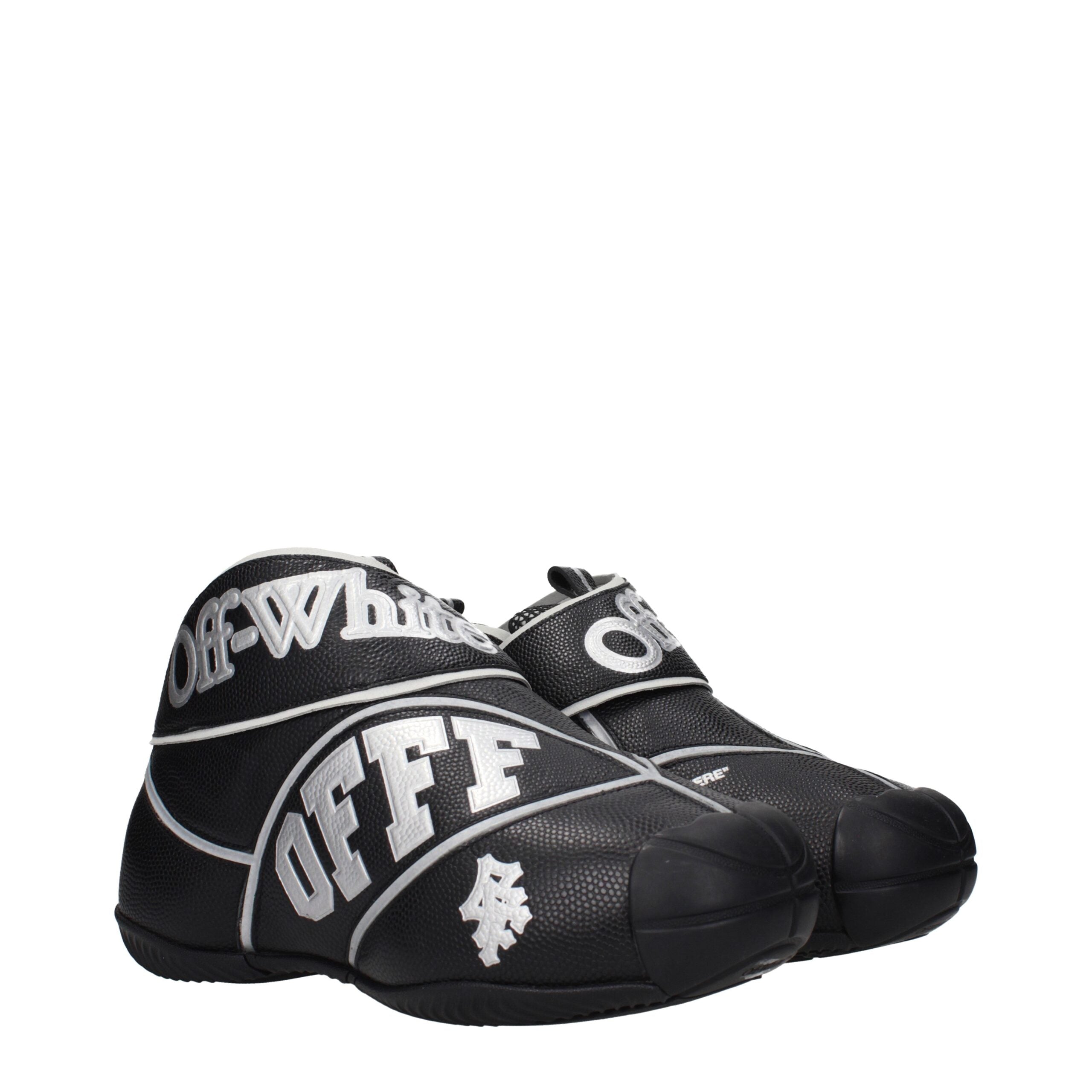 Off-White Black Leather High Top Men's Sneakers