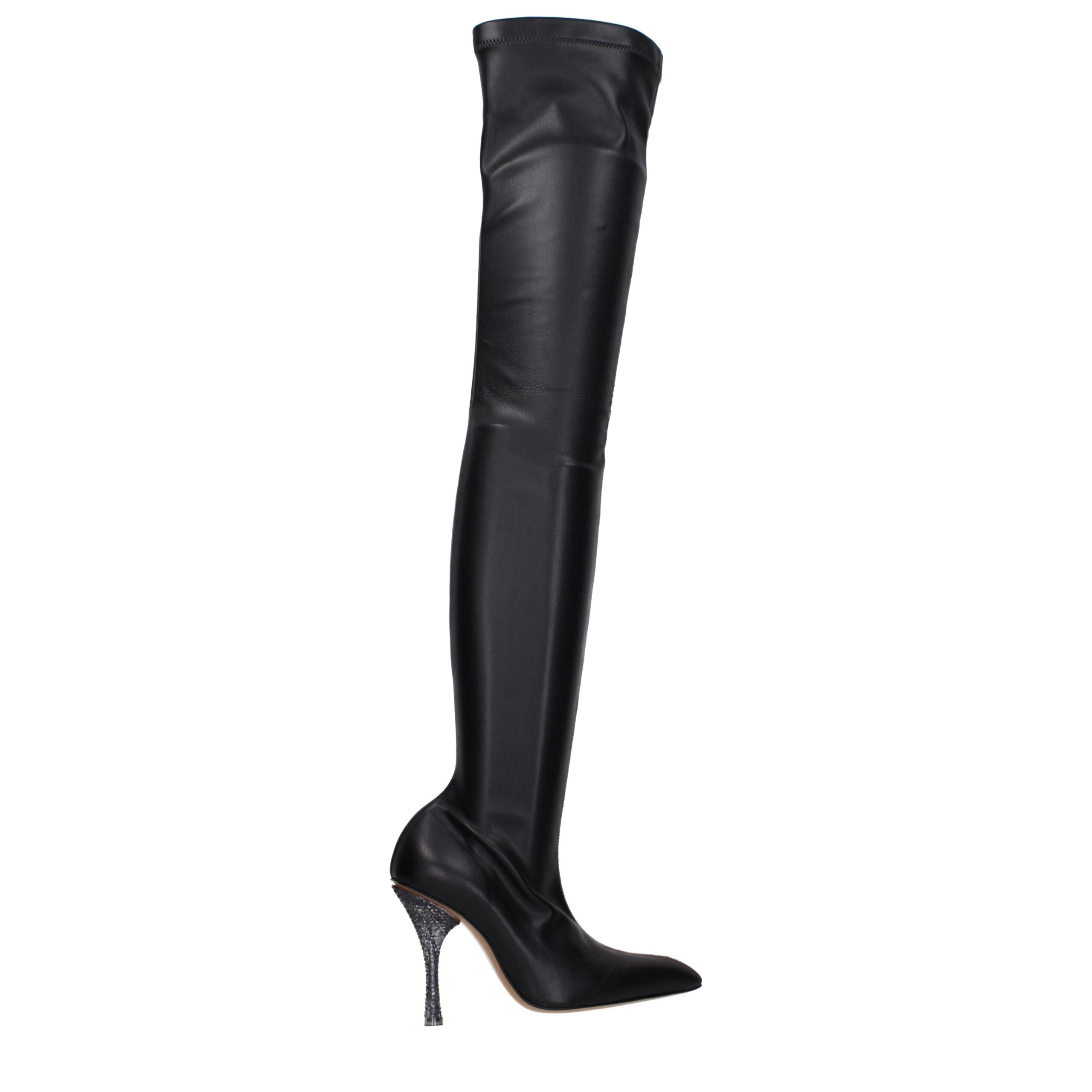 Off-White Black Leather Over The Women's Knee