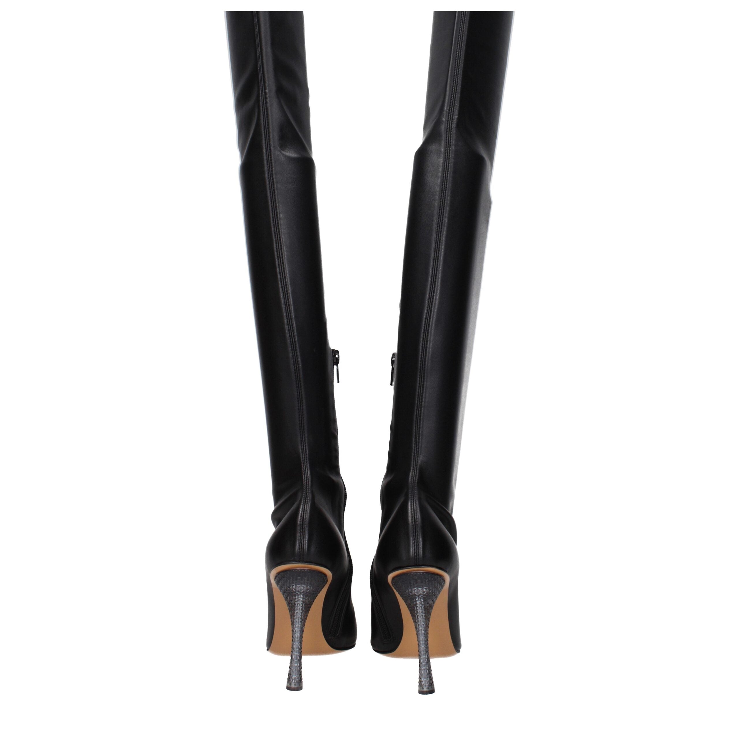Off-White Black Leather Over The Women's Knee
