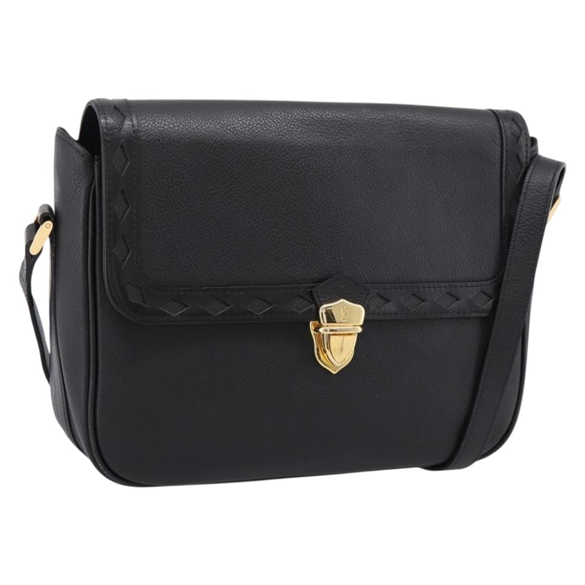 Saint Laurent Vintage Shoulder Bag Leather Black Leather Shoulder Bag Bag (Pre-Owned)