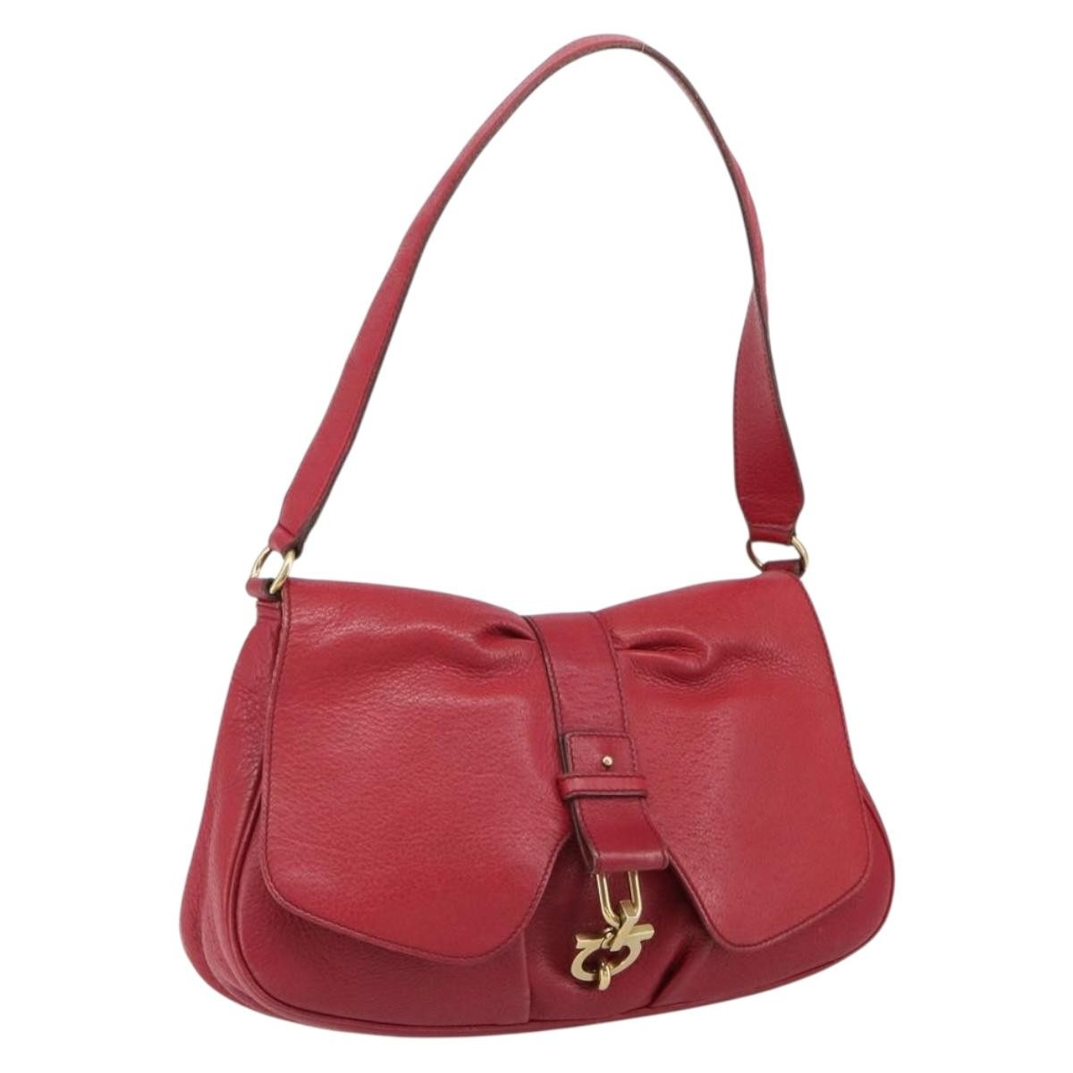 Salvatore Ferragamo Gancini Leather Red Leather Shoulder Bag Bag (Pre-Owned)