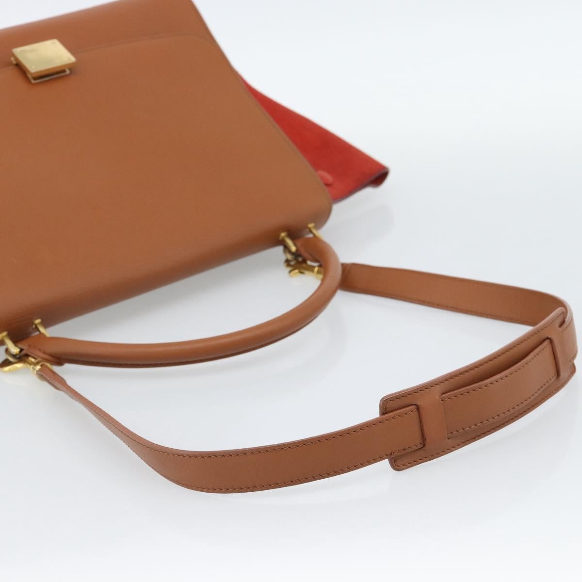 Celine Trapeze Leather With Suede Brown Leather Handbag (Pre-Owned)