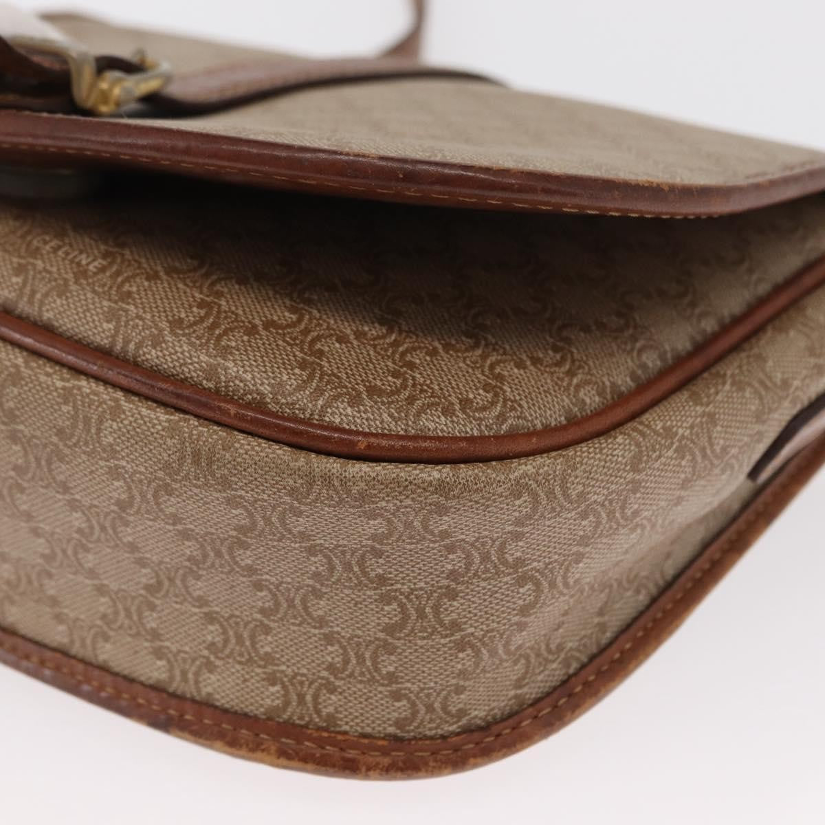 Celine Vintage Macadam Canvas And Leather Beige Canvas Shoulder Bag Bag (Pre-Owned)