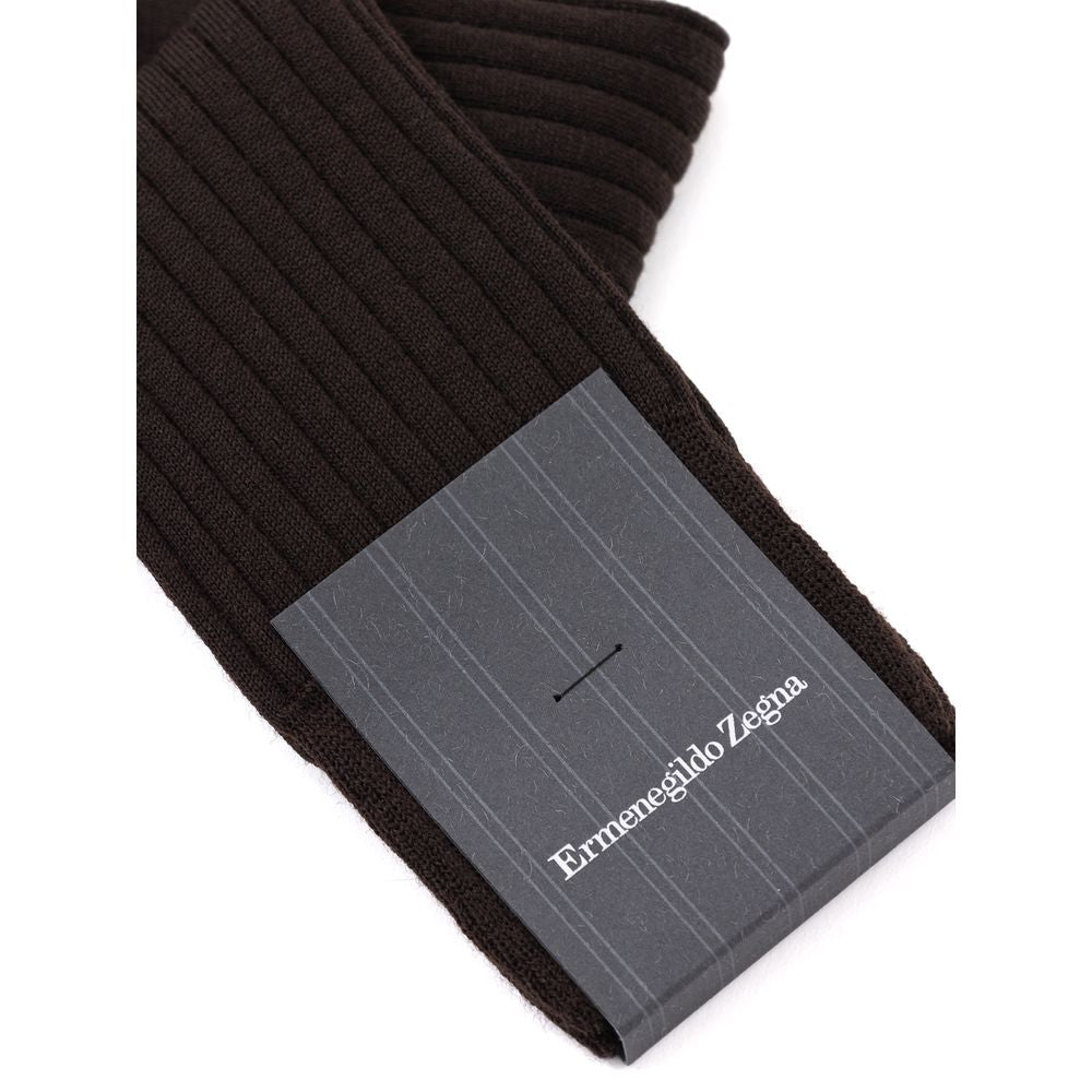 ZEGNA Brown Wool Men's Socks