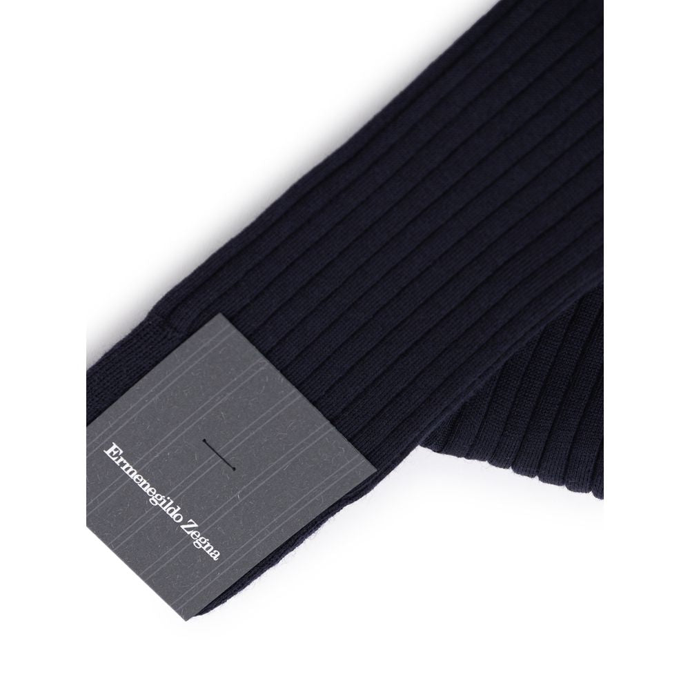ZEGNA Navy Blue Wool Men's Socks