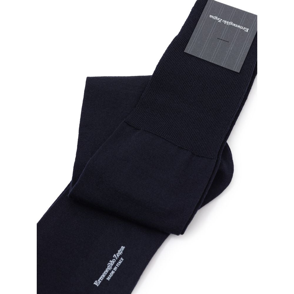ZEGNA Navy Blue Wool Men's Socks