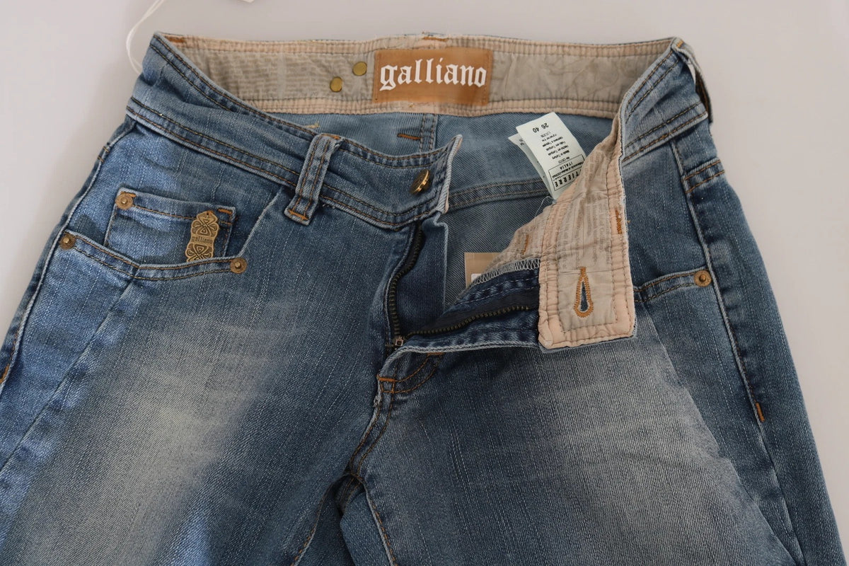 John Galliano Blue Washed Mid Waist Skinny Casual Denim Women's Pants